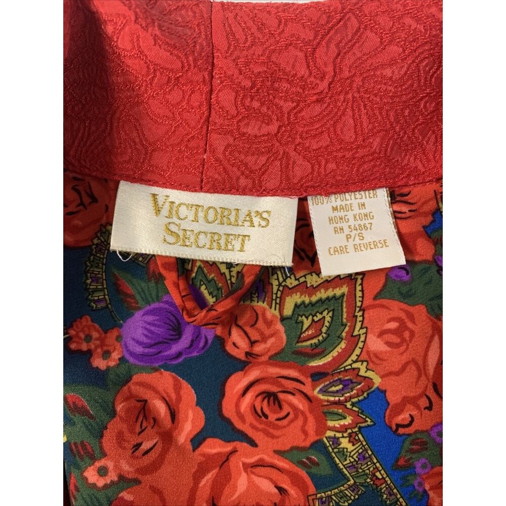 Vintage Victoria's Secret Gold Kimono Long Silky Robe Gold Label Roses - Picture 4 of 8